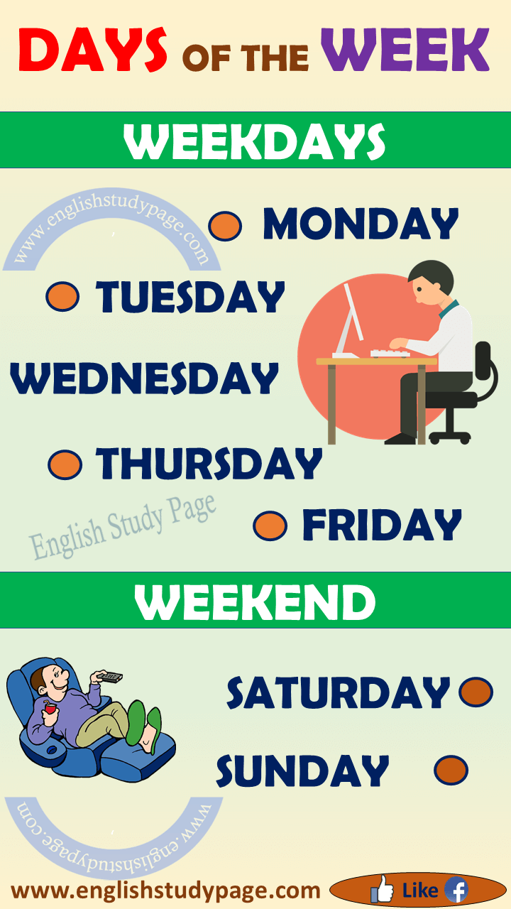 Days of the week in English