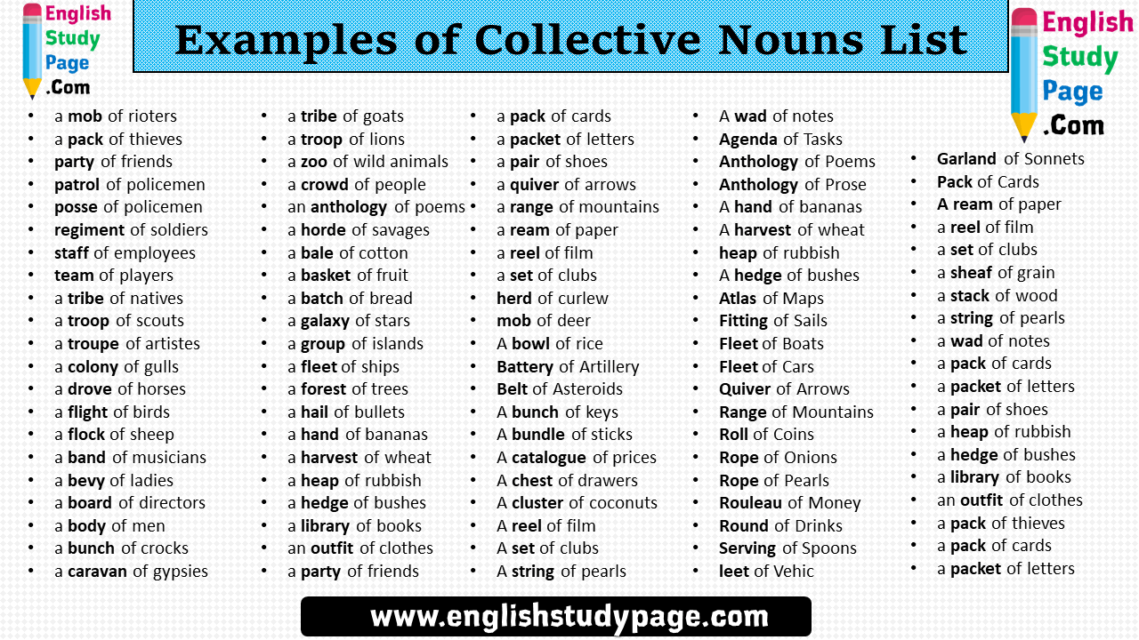 Examples of Collective Nouns List in English - English Study Page