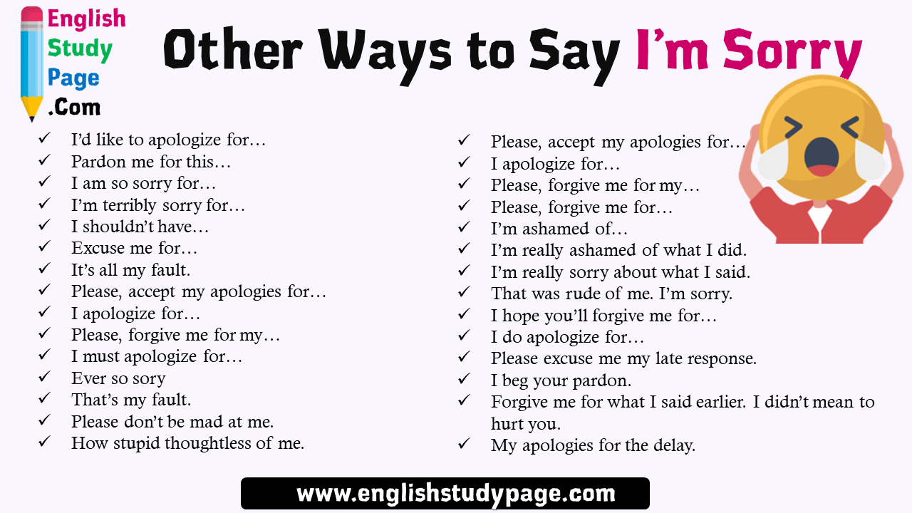 Other Ways to Say I’m Sorry in Speaking English Study Page