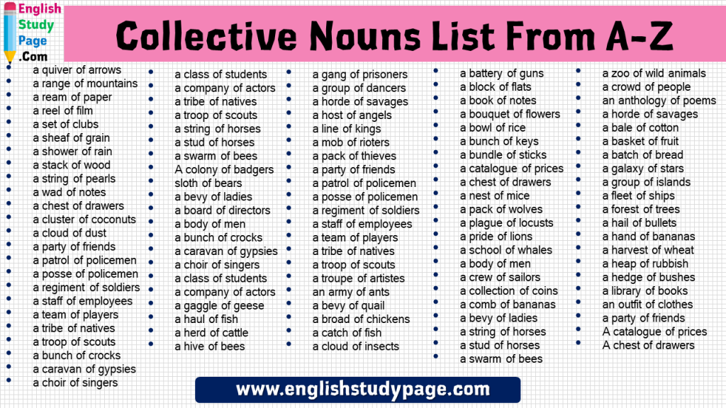 Collective Nouns List From A Z In English English Study Page