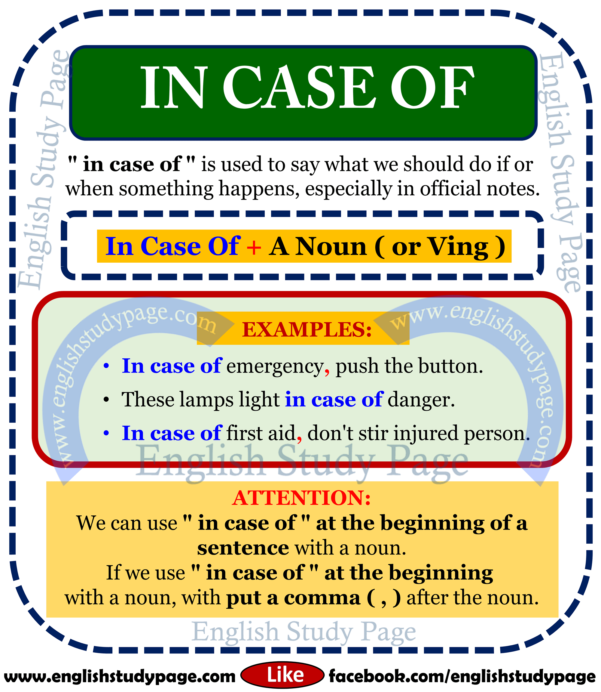 Using "in case of" in English English Study Page