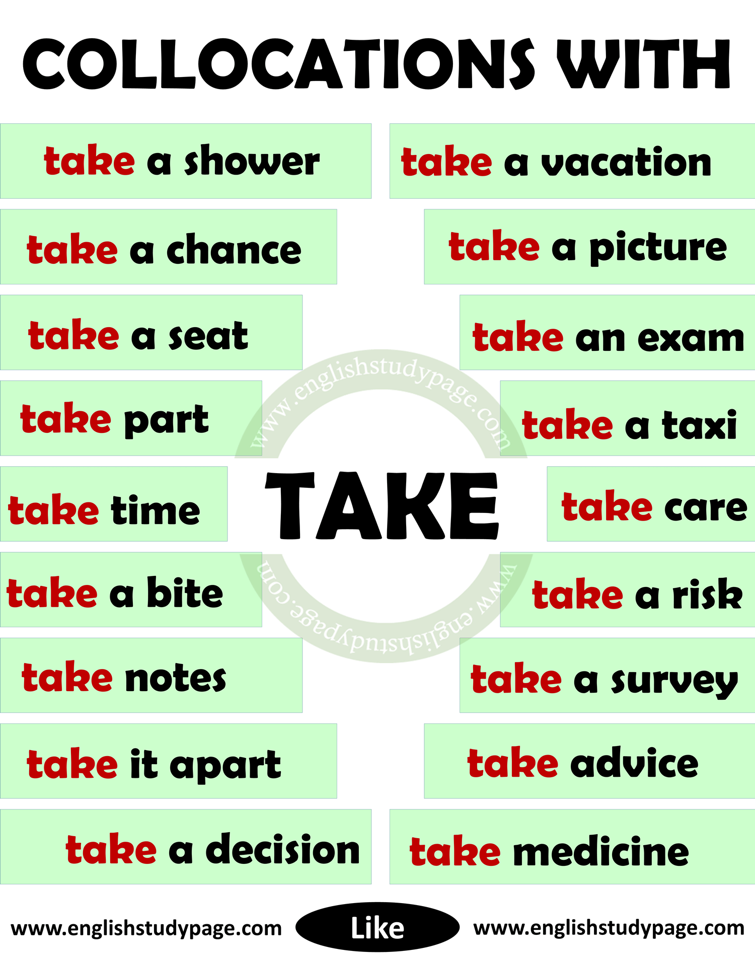 Collocations With TAKE in English