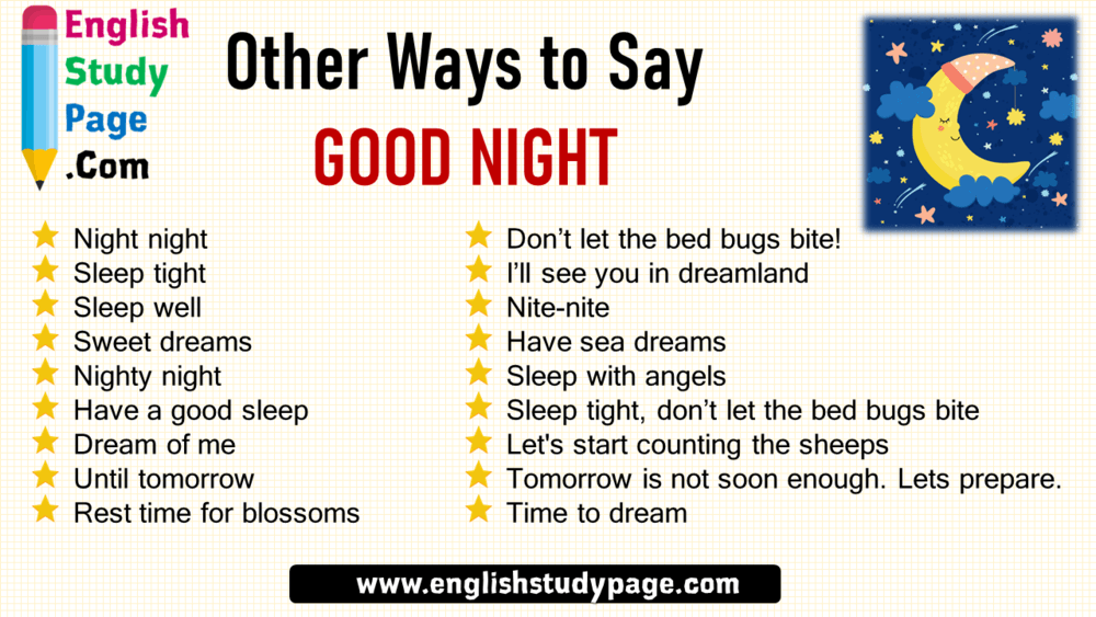 18 Other Ways To Say Good Night English Study Page