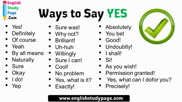 30 Ways To Say Yes In English English Study Page