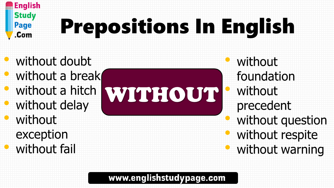 Prepositions In English, Prepositional Phrases with WITHOUT
