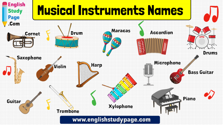 14-musical-instruments-names-english-study-page