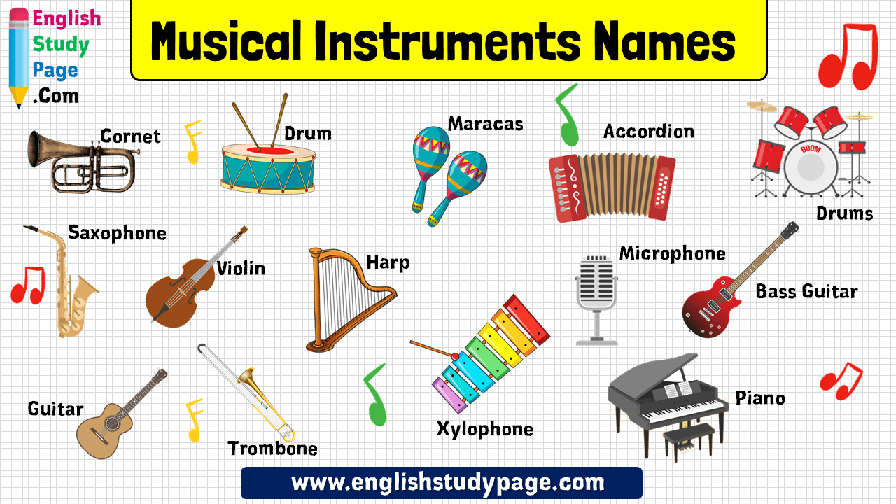 14 Musical Instruments Names - English Study Page