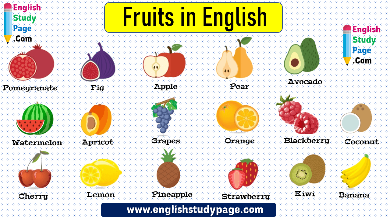 17 Fruits Names in English - English Study Page