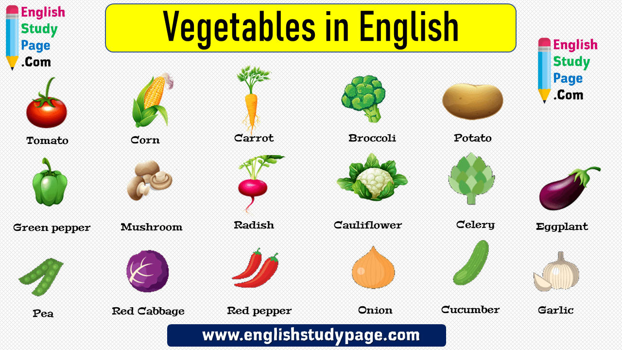 vegetables pictures with name in english