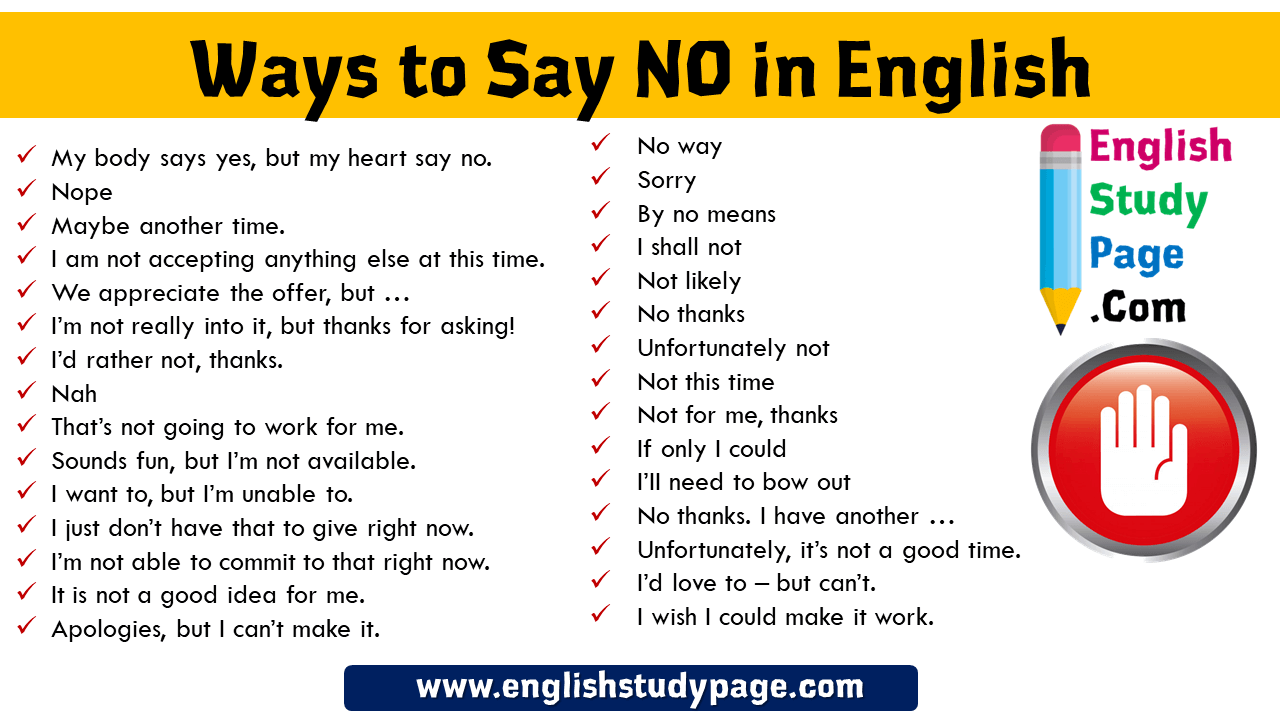 10 Ways to Say No Button 