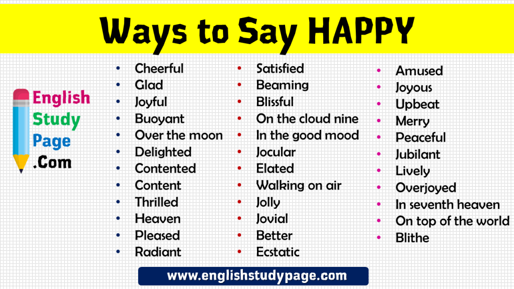  30 Ways To Say HAPPY In English Synonym Words English Study Page