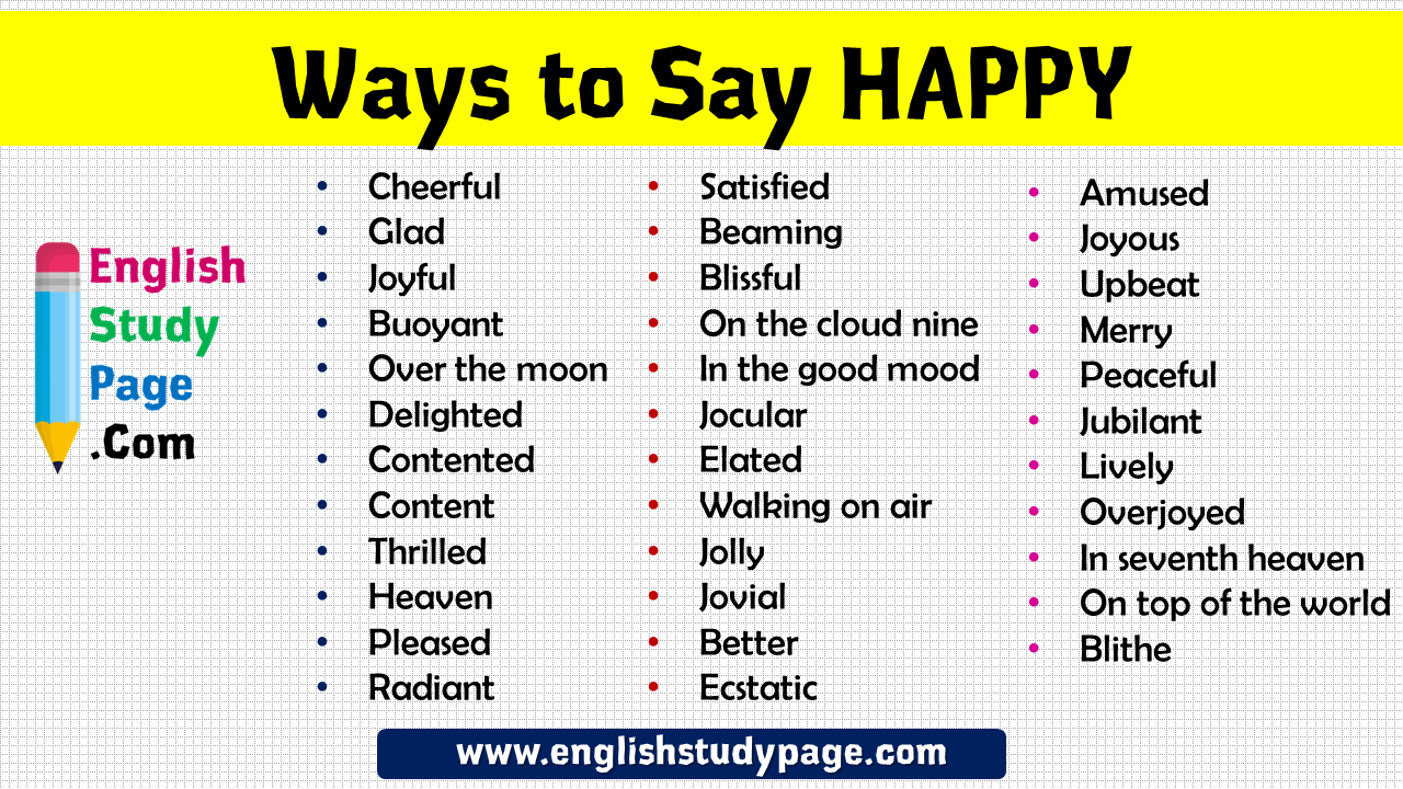 +30 Ways to Say HAPPY in English, Synonym Words