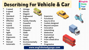 45 Describing Words For Vehicle & Car - English Study Page