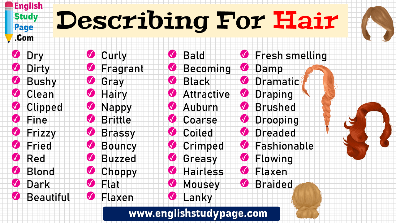 47 Describing Words For Hair English Study Page