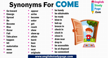 52 Synonyms For COME in English