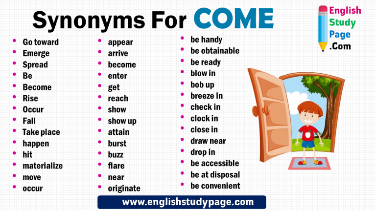 52 Synonyms For COME In English English Study Page