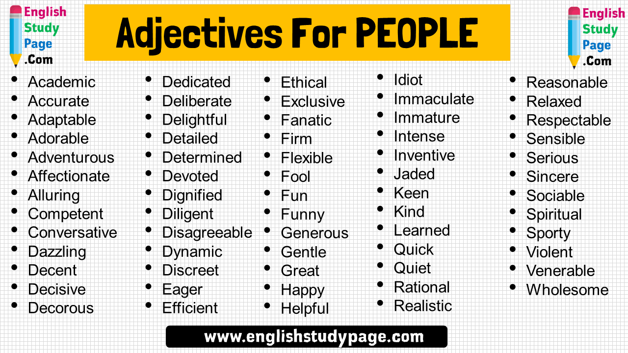 64 Adjectives For PEOPLE in English