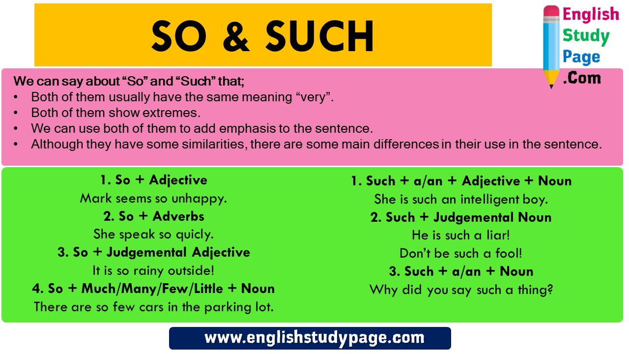 How to Use SO and SUCH in English