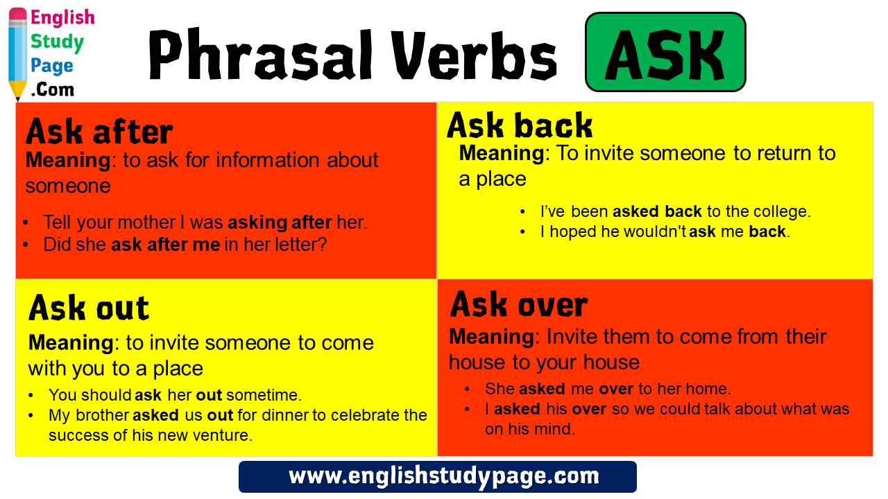 Phrasal Verbs ASK Definition And Examples English Study Page