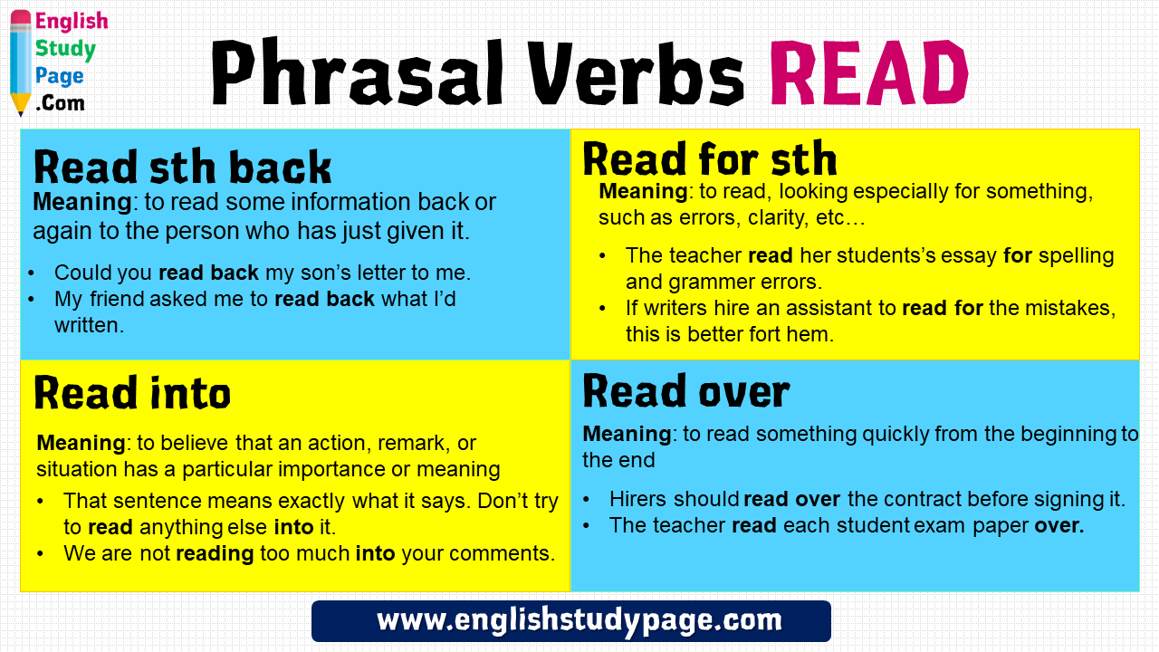 Phrasal Verbs Read Definition And Example Sentences English Study Page