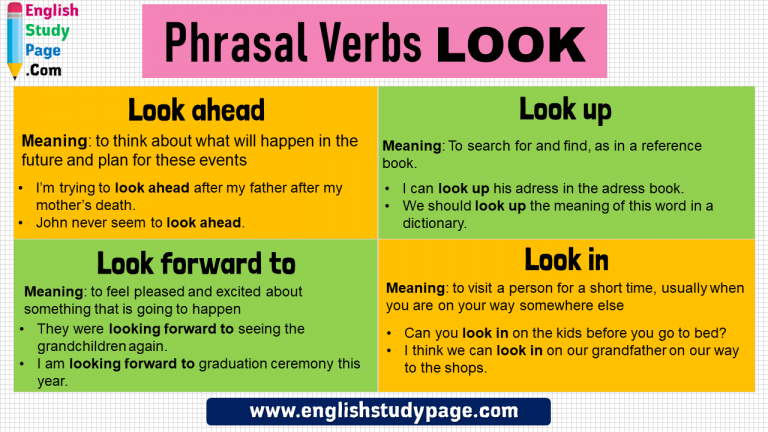 Phrasal Verbs with LOOK, Definition and Example Sentences - English ...