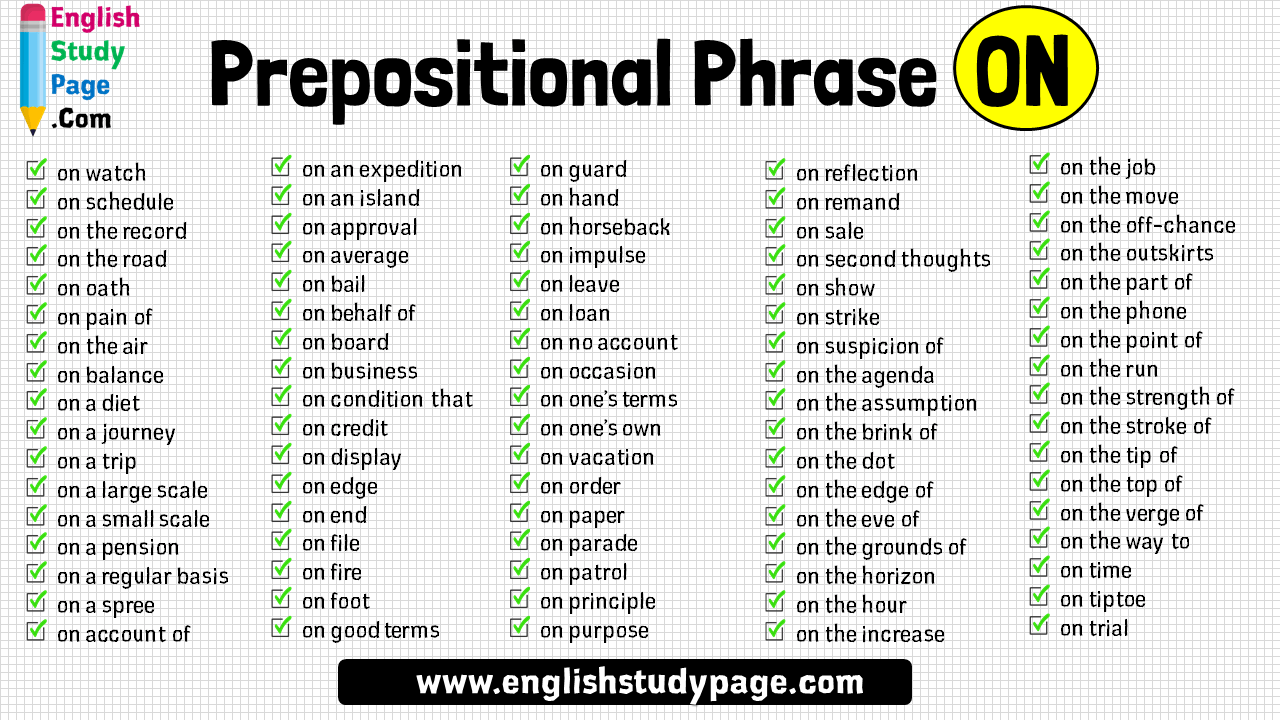 Prepositional Phrase On Detailed List English Study Page