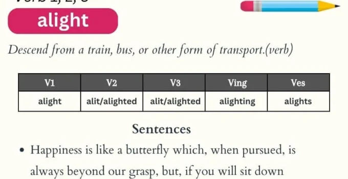 Alight Verb 1 2 3, Past and Past Participle Form Tense of Alight V1 V2 V3