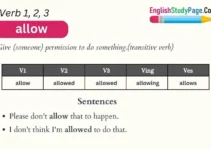 Allow Verb 1 2 3, Past and Past Participle Form Tense of Allow V1 V2 V3