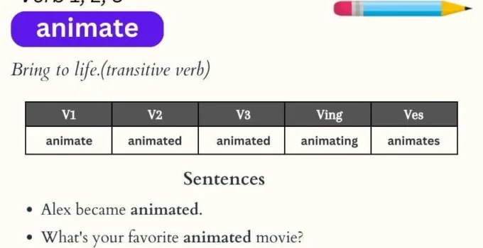 Sentences for Animate, Sentences with Animate Meaning and Synonym Words