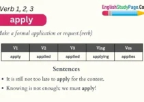 Apply Verb 1 2 3, Past and Past Participle Form Tense of Apply V1 V2 V3
