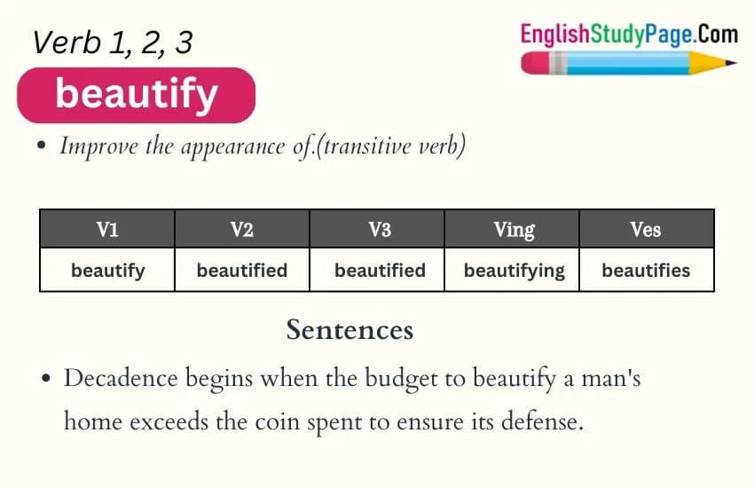 beautify-verb-1-2-3-past-and-past-participle-form-tense-of-beautify-v1