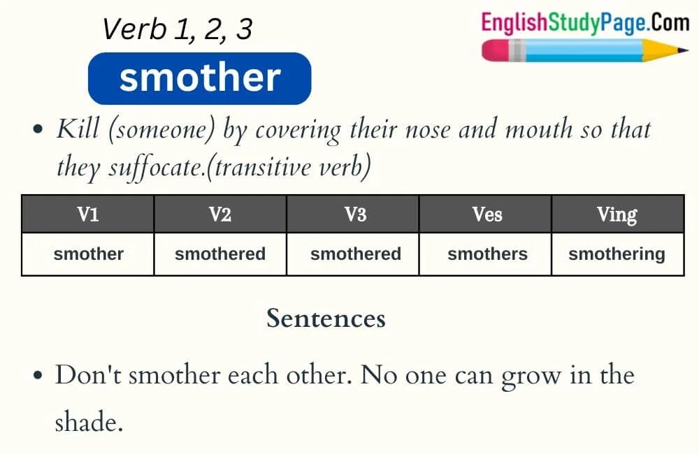 Smother Verb Forms: Past Tense and Past Participle (V1 V2 V3) – EngDic