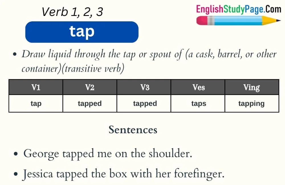 Tap Verb 1 2 3, Past and Past Participle Form Tense of Tap V1 V2 V3