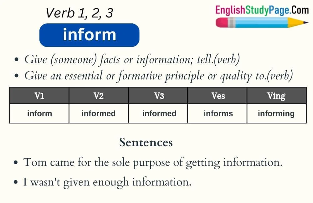 inform past and past participle form of verb
